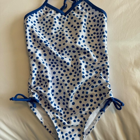 NWT Snapperrock NZ Blue Polka Dot Toddler Swimsuit sz 2